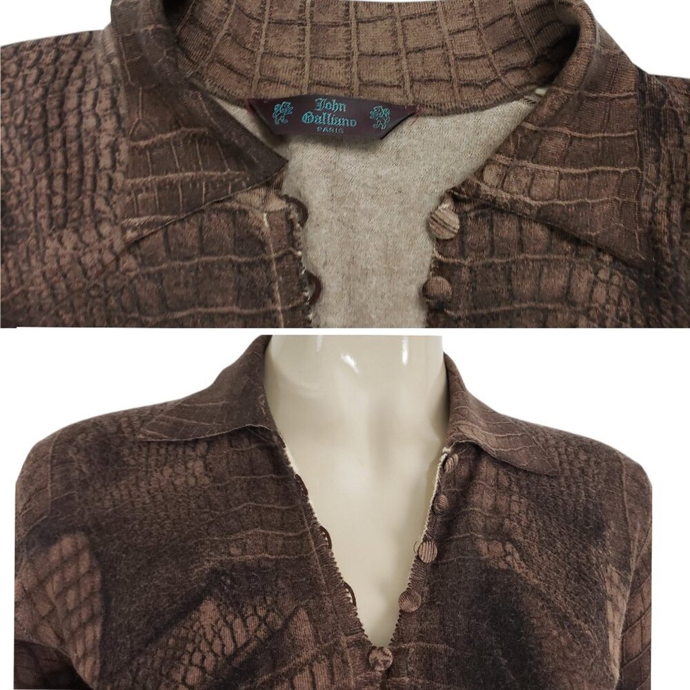 Vintage John Galliano Python Printed Cashmere Blo… - image 8